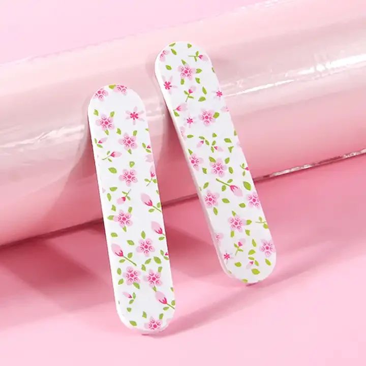 Mixed Patterns Design Soft Touch Nail Polish File Colorful Custom Printed Mini Nail File Buffer Set Sponge Kid Baby Nail File