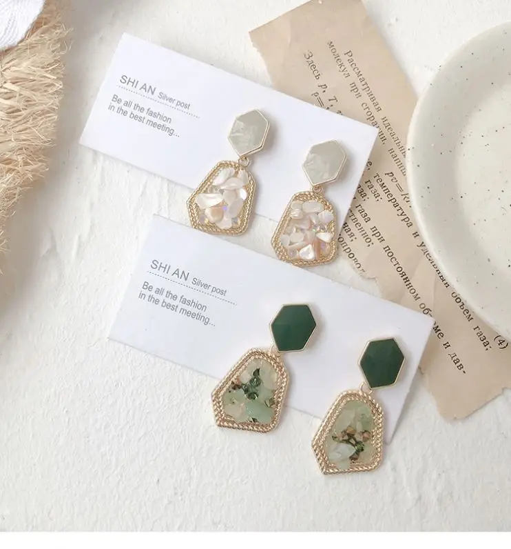 S925 Silver Luxury Natural Stone Earrings Palace Retro Emerald Vintage Earrings