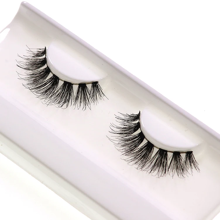 Premium Quality Human Hair Style Synthetic Lashes Clear Band Customized Packaging Vegan Lashes False Eyelash