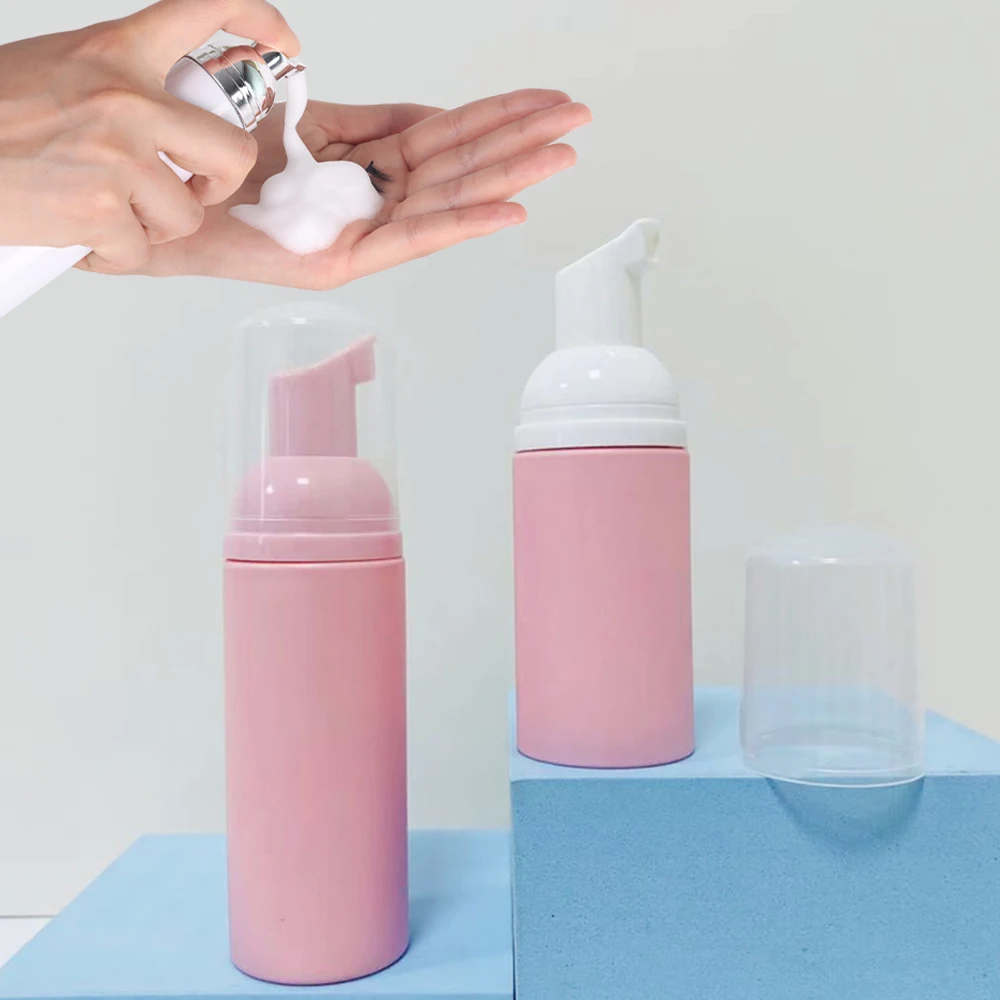 Custom Logo Personalised Oil Free Coconut Scented White Pink Mini Small Lash Shampoo Liquid Packing Bottles And Brush