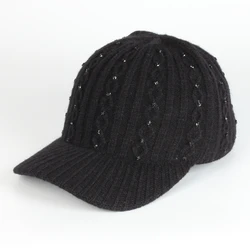 Wholesale New Fashion Winter Chic Wool Knitted Braid Diamond Baseball Gorras Trucker Golf Tennies Dad Hats For Women