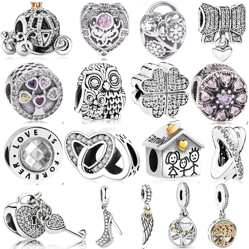 925 Sterling Silver beads Feather Family Tree Snowflakes Boy Dangle Beads Fit Original snake Charms Bracelets DIY Women Jewelry