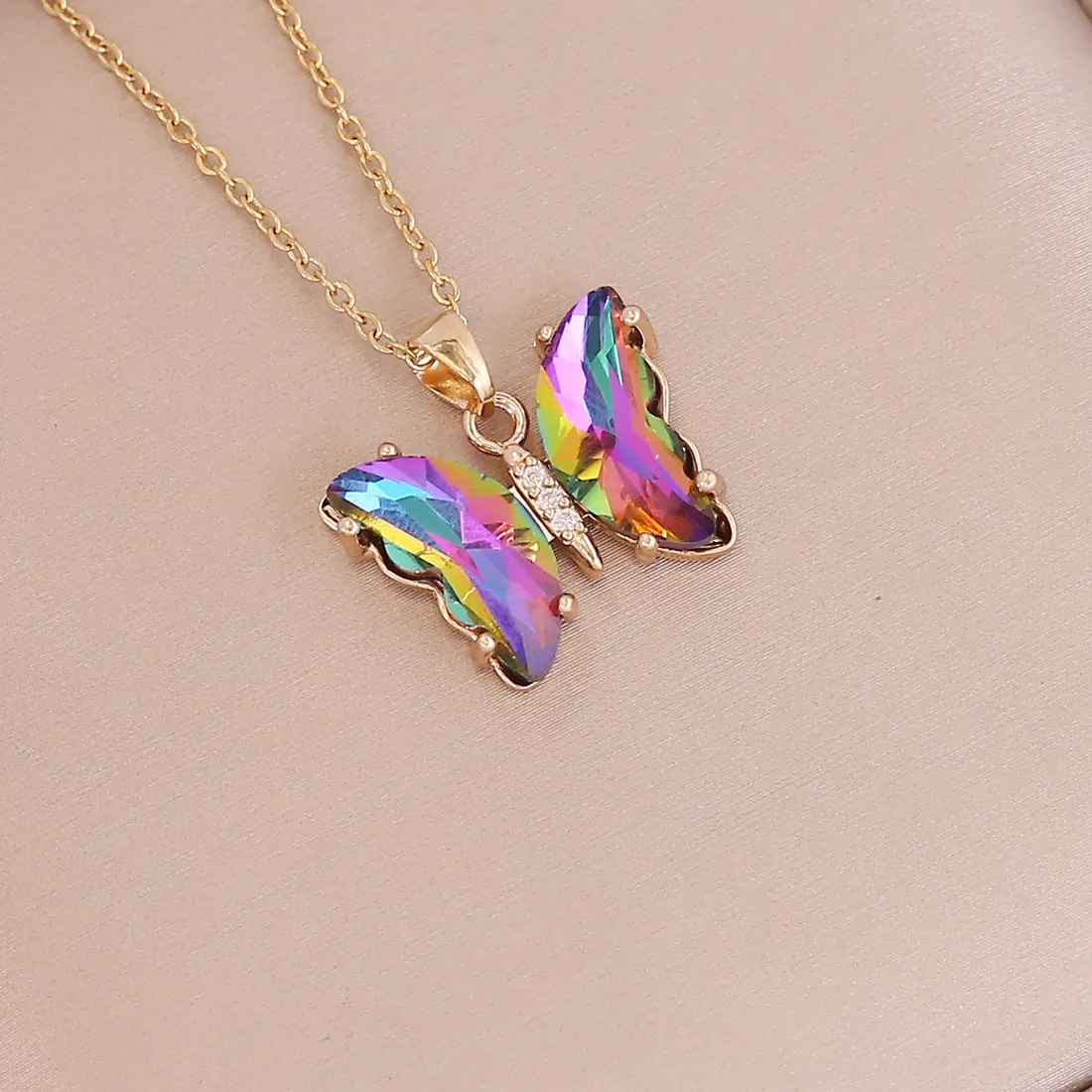 Fashion Jewelry Stainless Steel Clavicle Chain Necklace Gradient Butterfly Pendant Necklace For Women