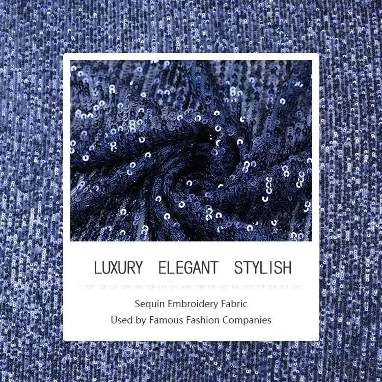 Stretch Sequin Fabric for Wedding Party Evening Dress Wholesale Ereflective Tape Stickerlue 3mm Stripe Custom Free Mesh Fabric