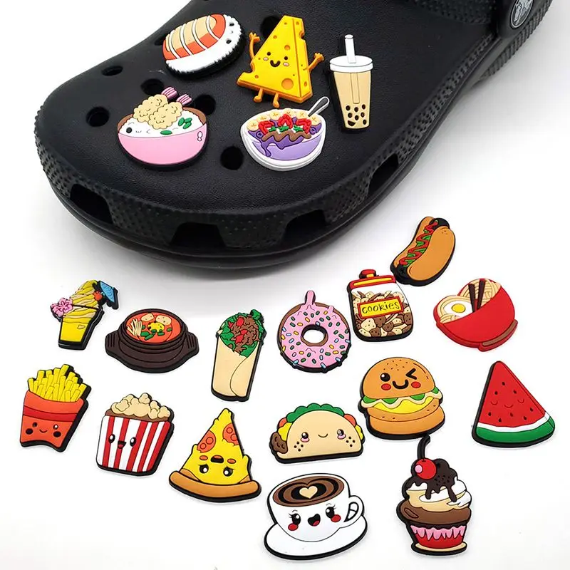 2024 Cartoon Removable Food Hole Shoes Buckle PVC Soft Rubber Shoes Decorative Flower Accessories shoe Flower Charm