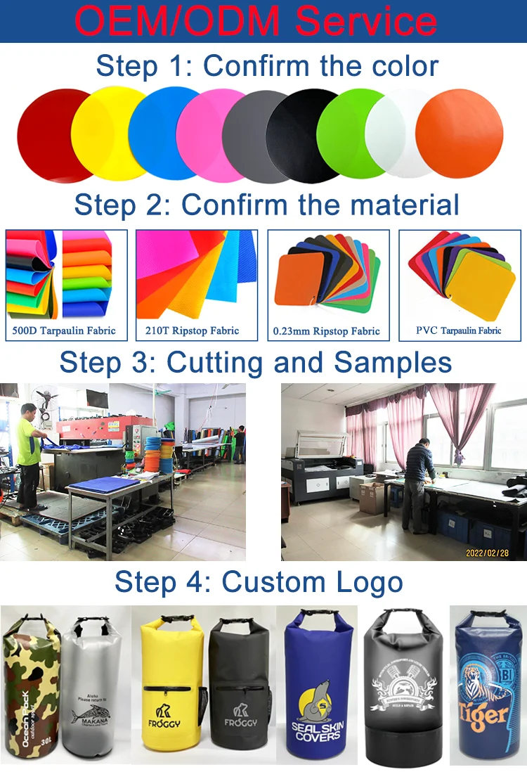 Customized 20L PVC Dry Bag Portable Foldable Wet Waterproof Backpack Outdoor Sports Hiking Trekking Beach Fishing Dry Bag