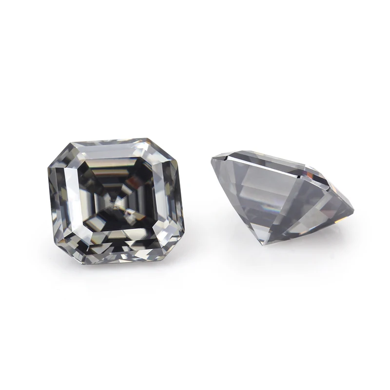 Jinying wholesale Asscher Cut Dark Gray Moissanite Diamond price per carat loose moissanite gemstone for 925 Silver Ring