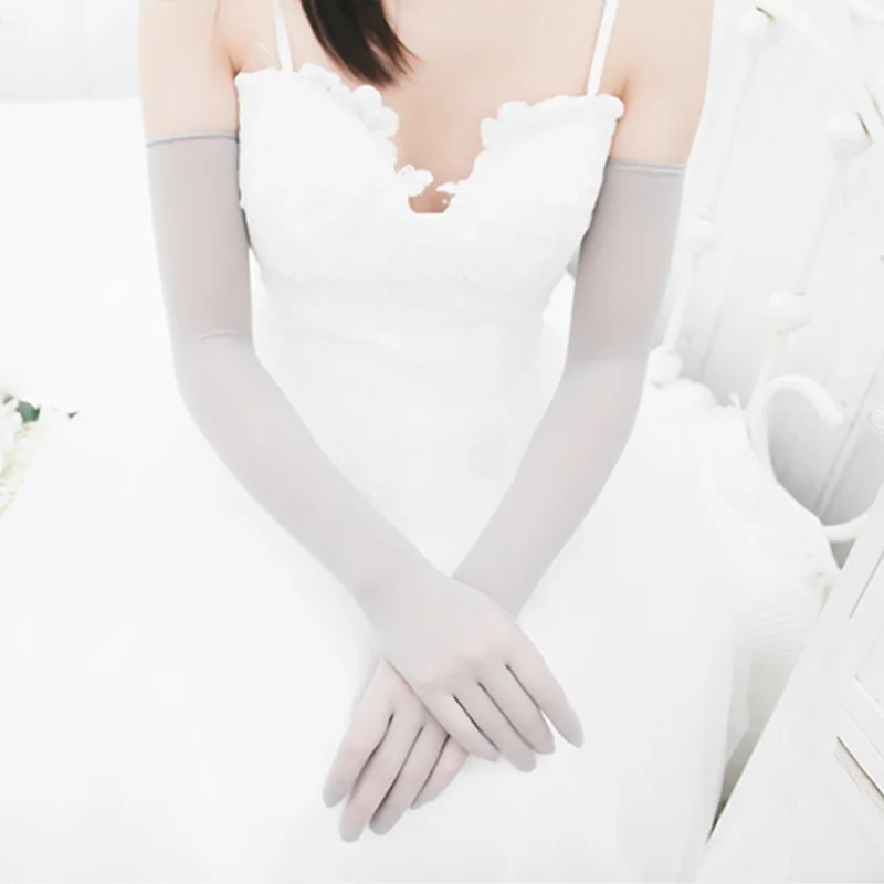 Summer sexy long stretchy sheer lace gg wedding bride girl bridal tulle hand gloves for women