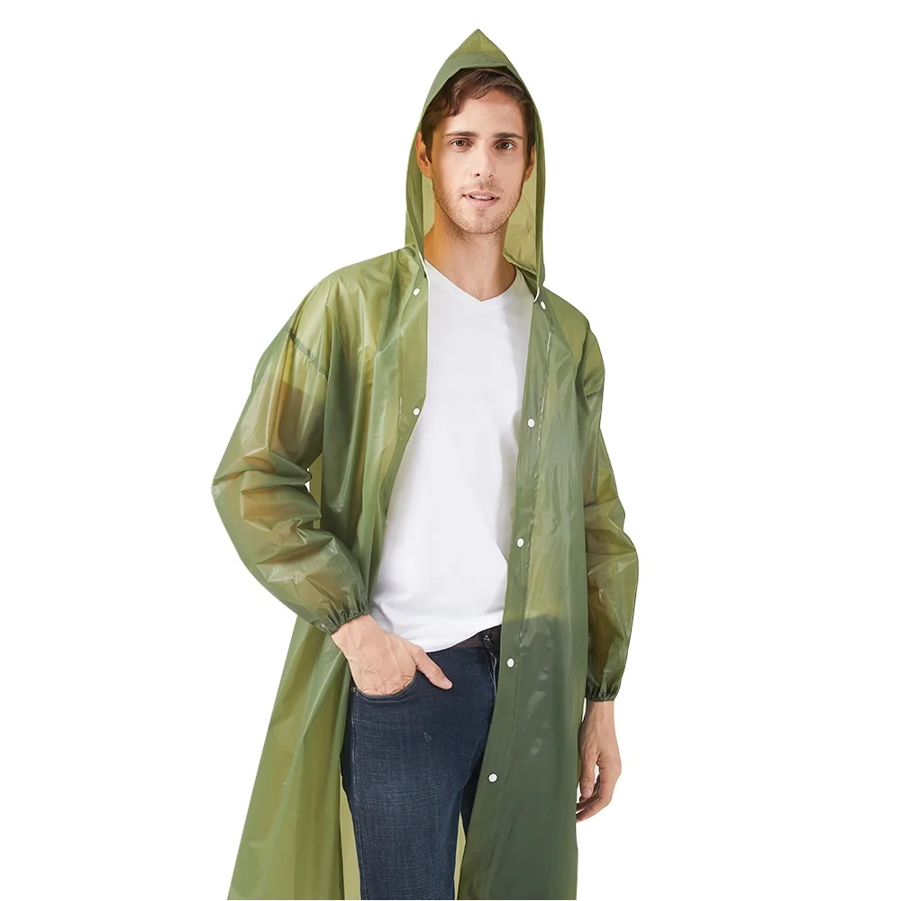 army green Raincoat adult for Women or Men 2 Pack One Size Fits Most Rain Coats reusable bag packing