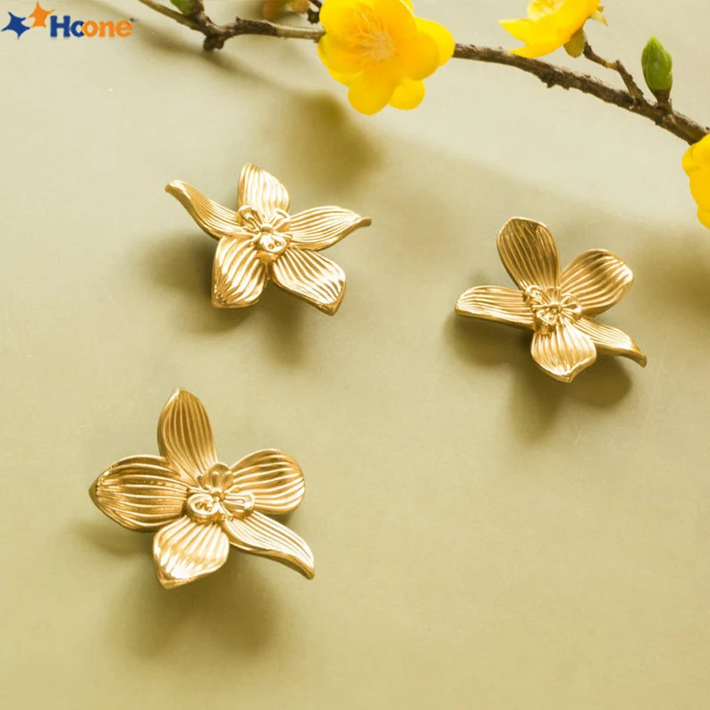 Lovely Flower Brass Knob Furniture Handles Cabinet Knobs and Handles Drawer Wardrobe Door Kitchen Handle Furniture Hardware