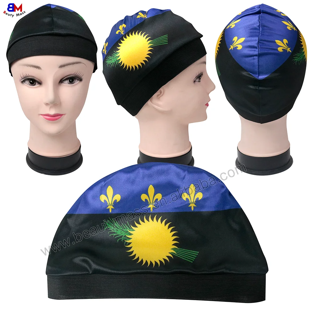 Hot Selling Custom Flag Logo High quality elastic Wave hat Custom design Men spandex Wave Cap Bonnet Wape Silk Cap