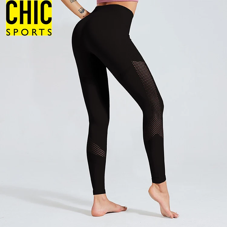 Female Wholesale High Waisted Tummy Control Yellow Workout Seamless Tights Activewear Slim Fit Quick Dry Yoga Pants Leggings