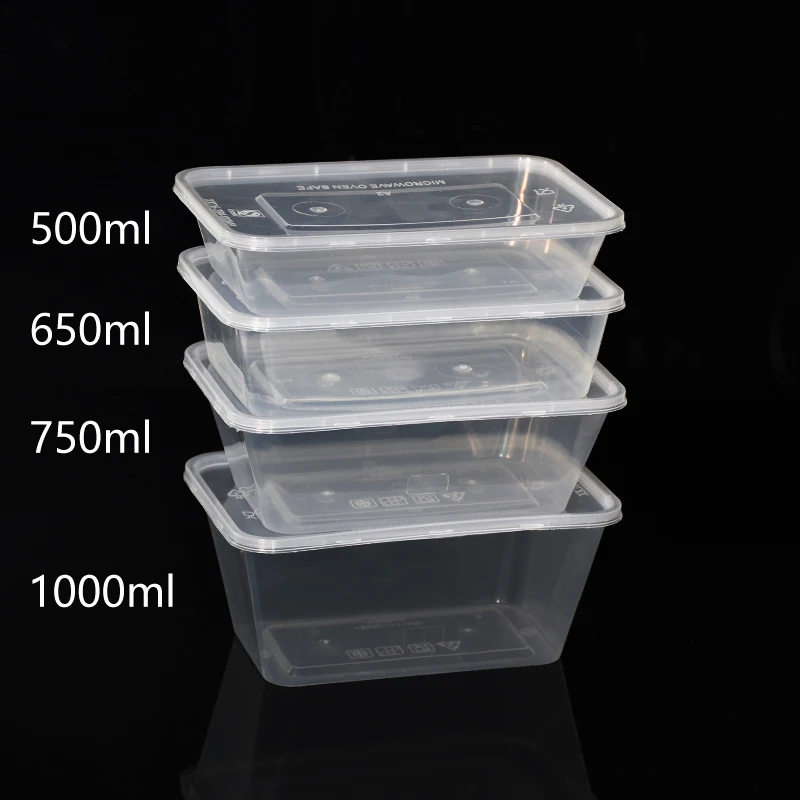 Disposable plastic bento lunch box takeaway food container with lid