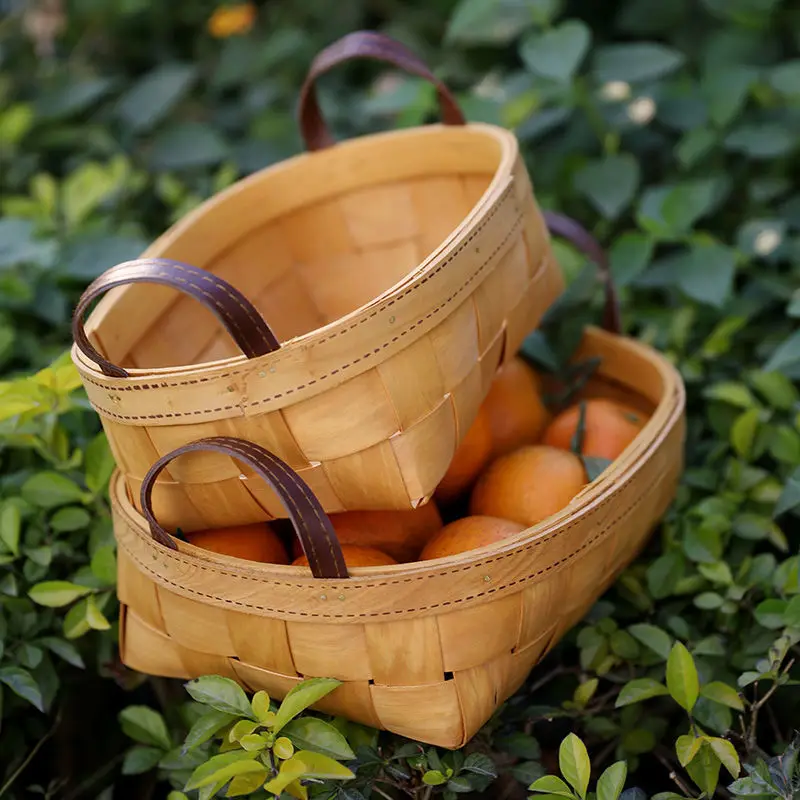 New Arrive Good Quality Square Vented Wood Picnic Chip Boxes Wooden Pulp Baskets