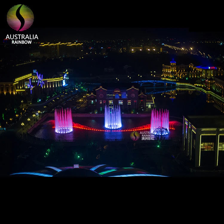 Popular Free Design Dubai Fountain Water Features Outdoor Music Software Fountain with Multicolored LED Light For Decoration