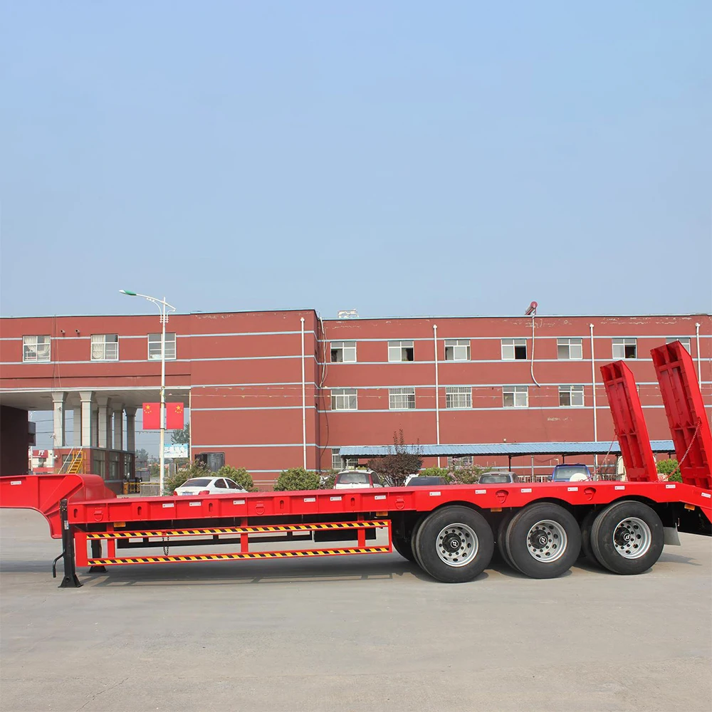  Тяжелая низкая плоская кровать duty2/ 3/4 оси 60 тонн/полуприцеп lowboy с одним запасным колесом на продажу (прямой погрузчик)