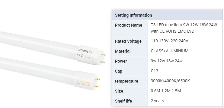 Factory Wholesale 120cm 13w 18w Led White Tube T8 160lm/w 1200mm 9w 24 Inch T8 LED Tube Light
