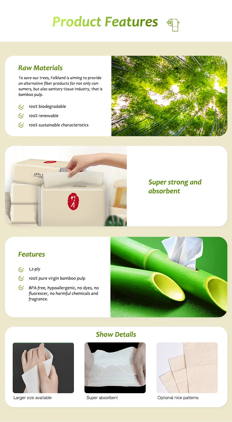 Factory Sale Various Multifold Bamboo Kitchen Tissue Paper Hand Towel