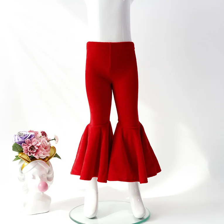 Solid Color Plain Trousers Toddler Bell-Bottom Baby Girl Flare Leggings Kids Ruffle Pants For Kid Girls