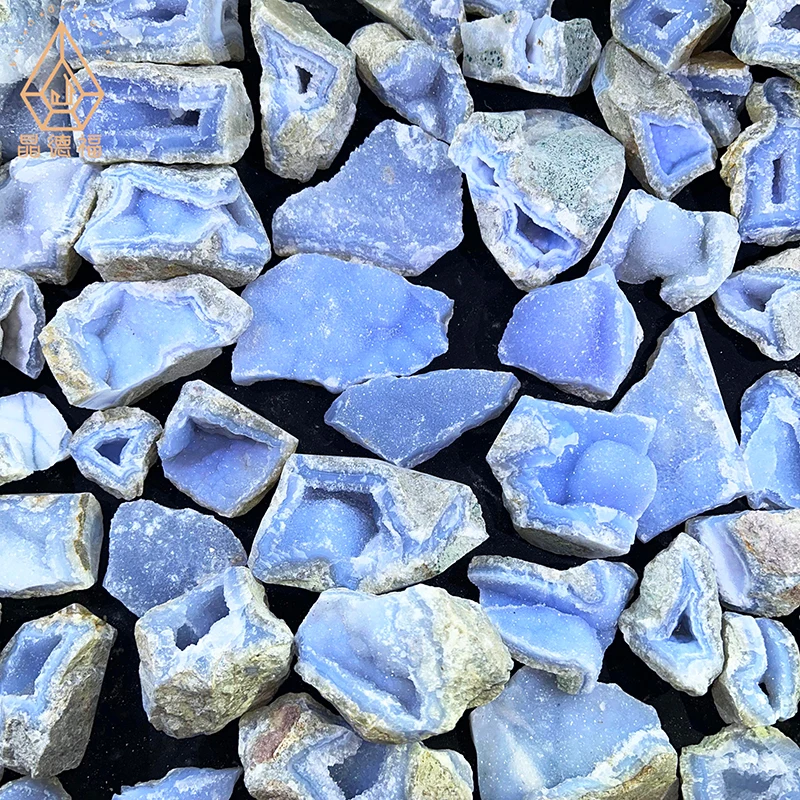 Kindfull High Quality Raw Druzy Blue Lace Agate Healing Crystal Quartz Stones Blue Lace Agate Rough For Meditation