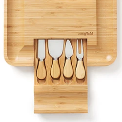 Cheese Board Bamboo Cheese Board Bamboo Cheese Board set Cutlery Set with Slide Out Drawer