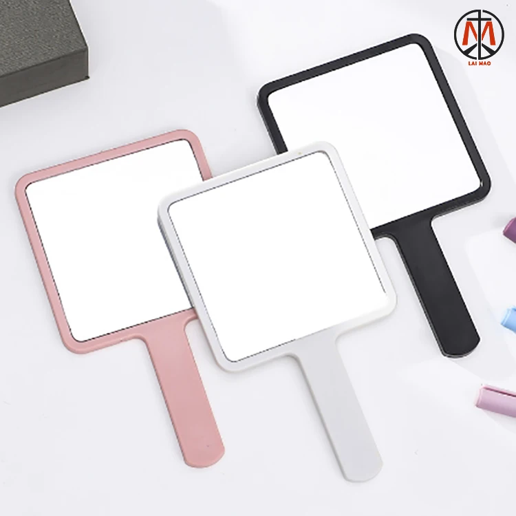 Handheld Wholesale single side clear decorative  hand held Portable portable makeupsquare mirror pocket makeup mirror