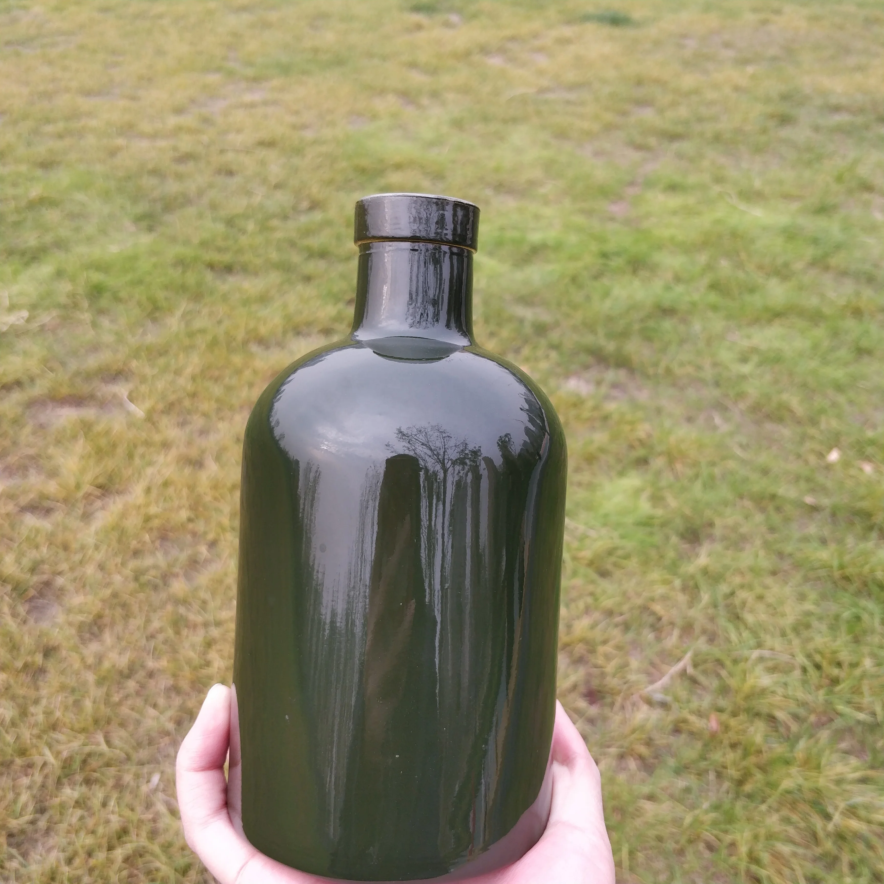 RSG ликер Бутылка круглая форма армейский зеленый покрытием 50cl Текила бутылка 700 мл Джин цветные стеклянные бутылки