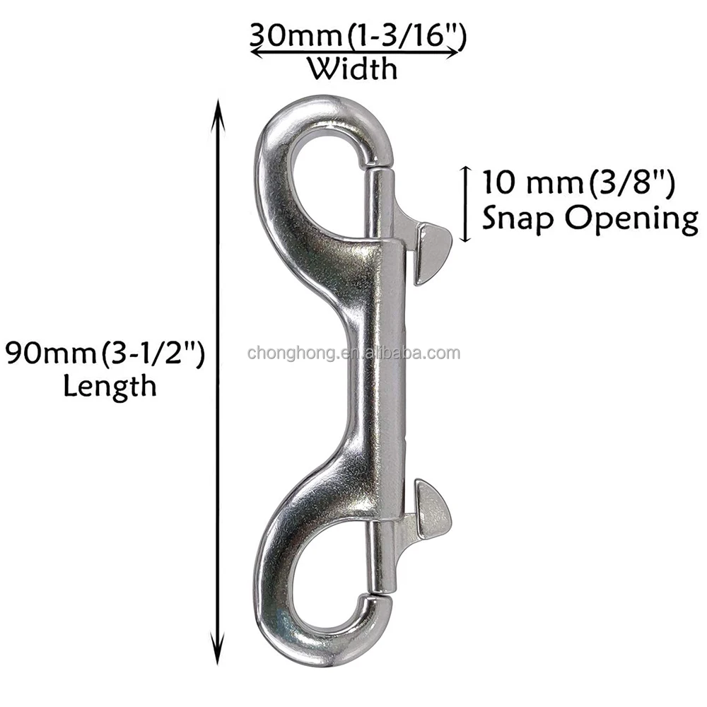 Double Ended Bolt Snap Hook Double End Trigger Snaps Metal Clips 3-1/2 in 316 Stainless Steel Snap Hook