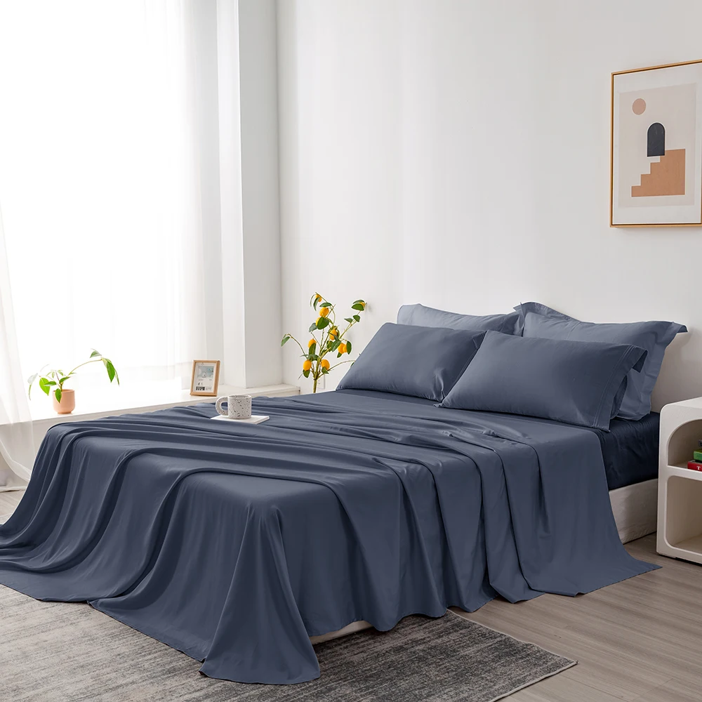 Wholesale 4 Piece Double cotton sheets 100 Egyptian cotton sheets Bed set Cotton Collections Fitted Flat Sheet Bedding Set