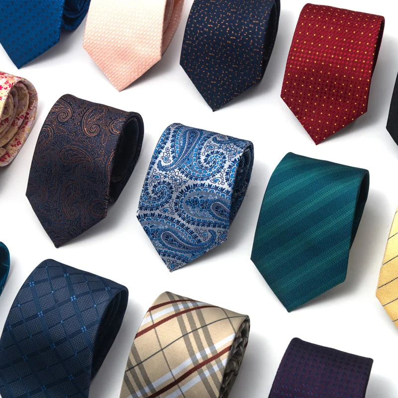 2024 Hot selling fashion 8cm pattern striped check polyester mens neck tie for suit accessories