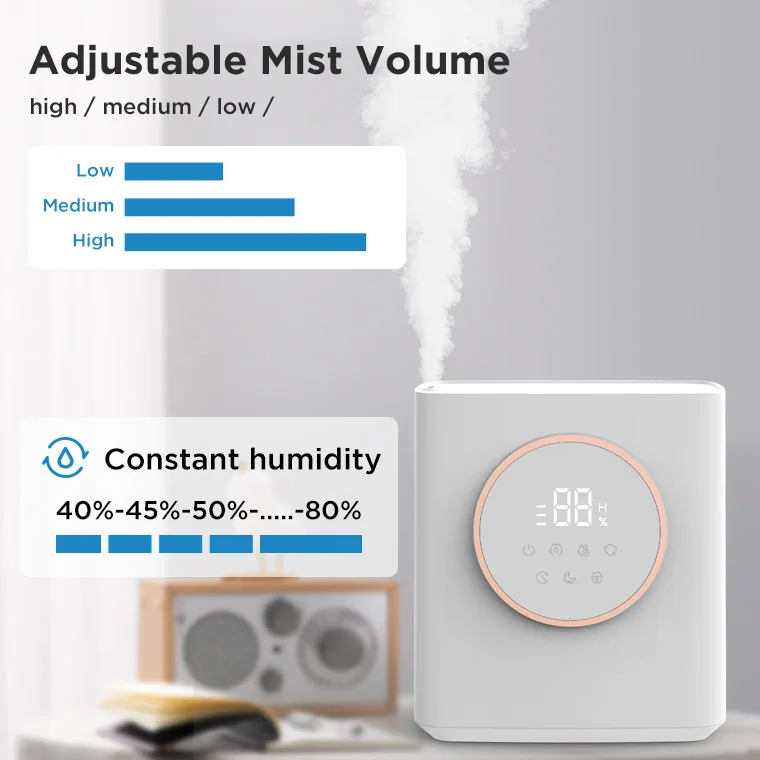cool mist ultrasonic sterilization Purifying air touch control 4.5L top fill design Visible water level household humidifier