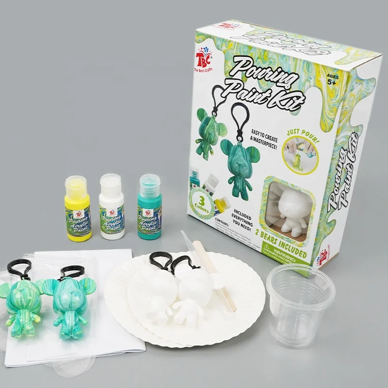 Лидер продаж пластиковый креативный брелок «сделай сам» в виде жидкого медведя набор для розлива краски жидкий медведь игрушка вуалентный украшения