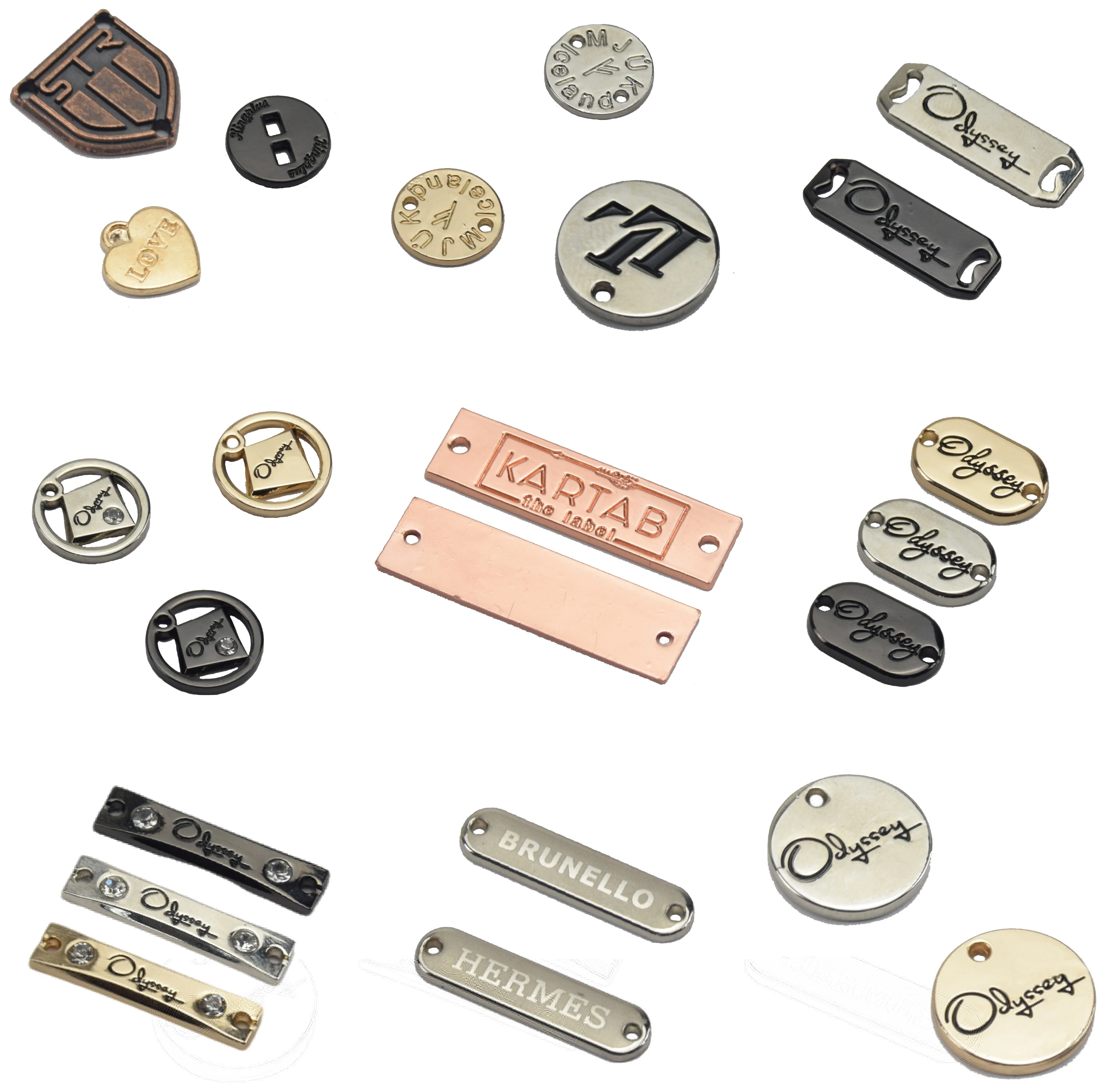 Garment Accessories Brand Logo Bag Gold Embossed Metal Label Tag Metal Tag Plate Custom Logo For Garment Clothes Bag