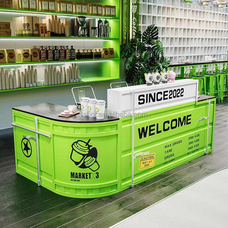 Food counter cafe shop interior design popular modern luxury design white industrial reception desk counter for bar