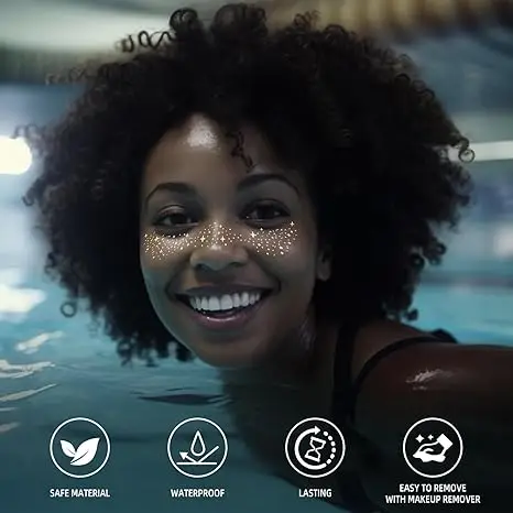 Custom Temporary Waterproof Tatoo Women Gold Silver Foil Metallic Foil Glitter Sticker Fake Freckles Face Tattoo