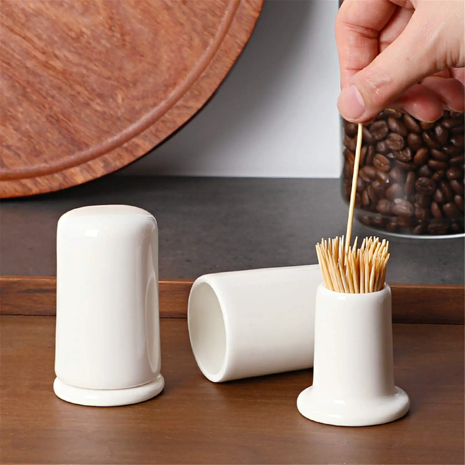 
White color Ceramic Toothpick Holder Novelty Toothpick Dispenser 