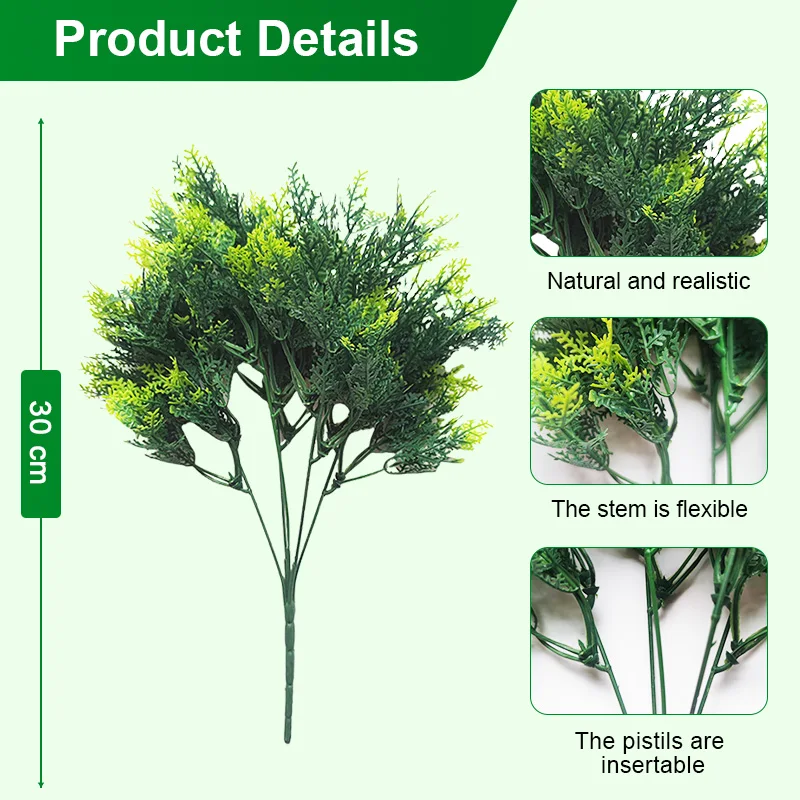 landscape fake green plants plastic fake pine leaves artificial plant branch  for home decor indoor