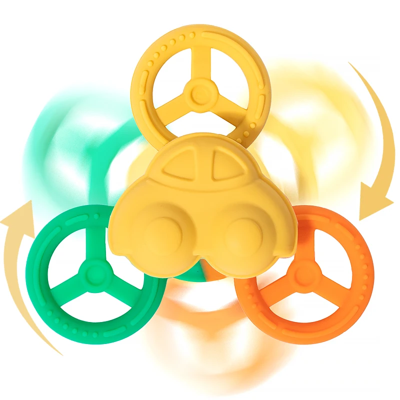 Wholesale Custom silicone revolving teething Toys Eco Friendly Baby Teether Bpa Free  food grade Silicone Baby Teething Toys