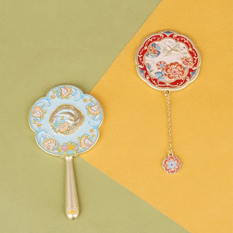 High quality Vintage Compact Pocket Mirror Double Sided Floral Printed Makeup Folding Mirror  portable mirror