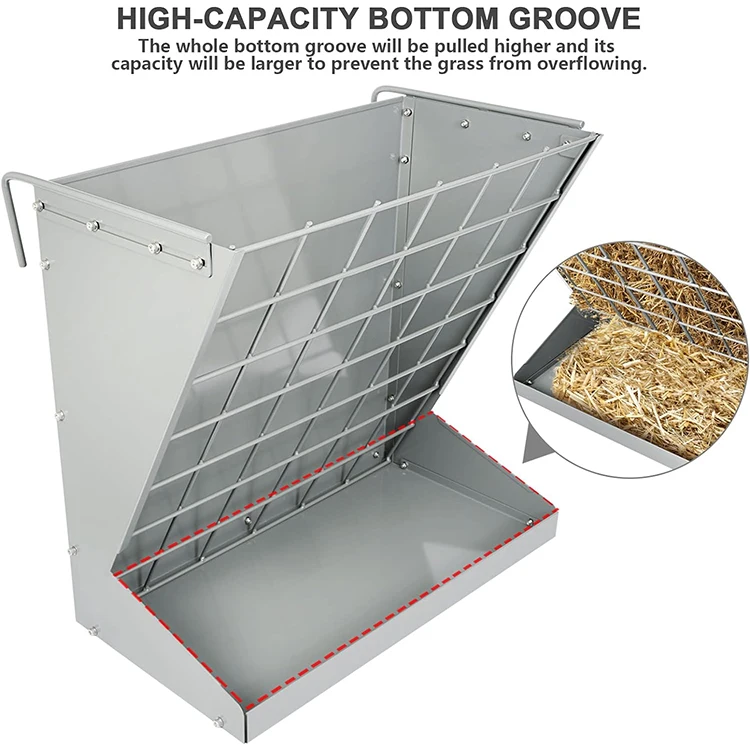 Heavy-Duty Galvanized Metal Hay and Grain Feeder Display Stand Rack for Goats, Sheep, Horse