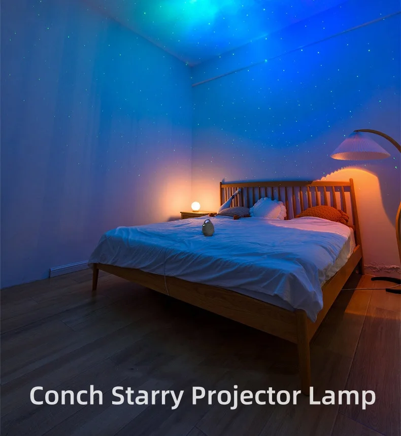 Conch Starry Sky Light Rotating Full Sky Star Projector Bluetooth  Atmosphere  Intelligent Night Light