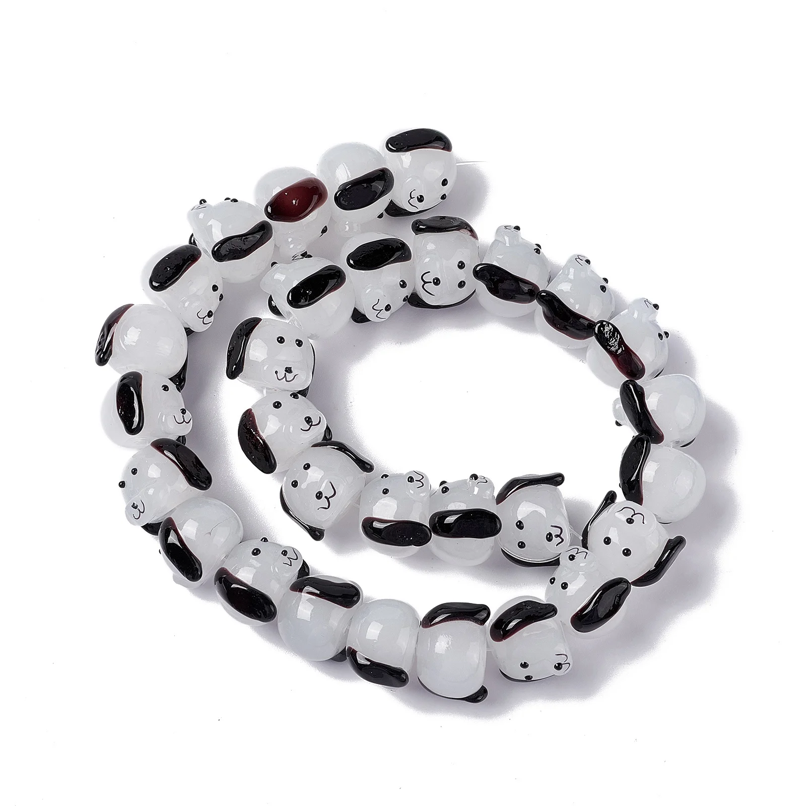 PandaHall Dog Black Handmade Lampwork Beads Strand