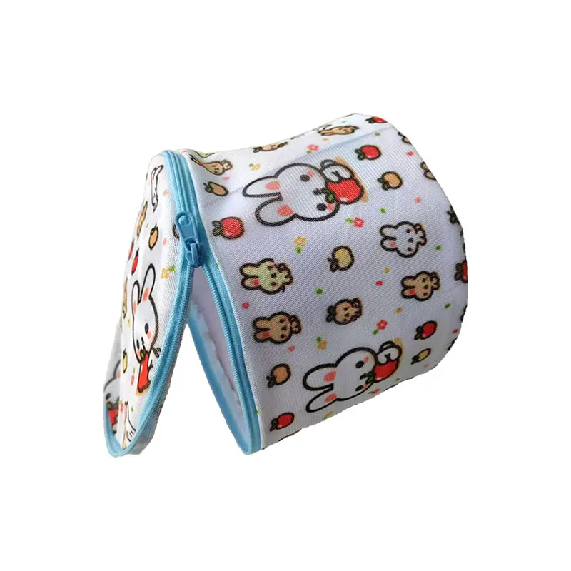 Custom Red Belt Bra Small Wash Basket Folding Rabbit Pattern Laundry Bag for Underwear for Home Use