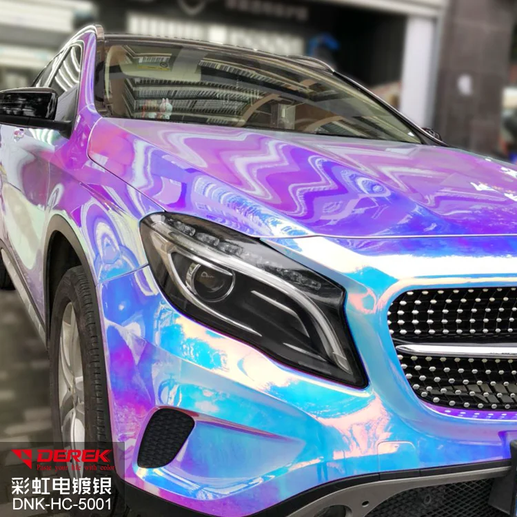  YJ-DEREK Радужная хромированная Автомобильная виниловая голографическая Серебристая Хромированная