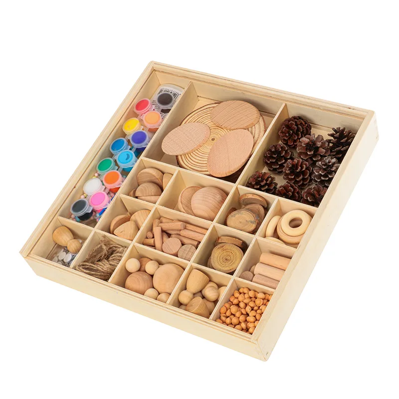 New hot  selling log Handmade DIY graffiti toys creative wooden DIY natural materials painting toys for kids