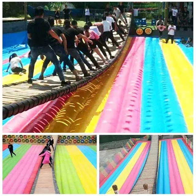 Support customized Swing bridge with a bouncer playground for younge people,water park entertainment equipment
