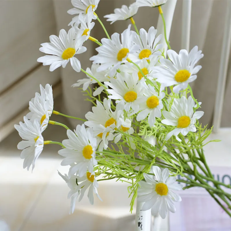 kangxin 5 small Daisy simulation chamomile Dutch chrysanthemum plastic flower silk home decoration manufactur