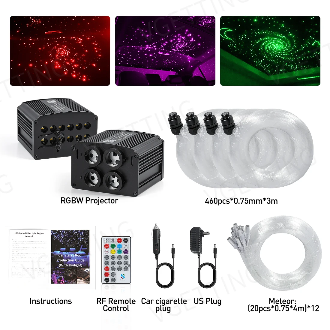 Twinkle RGBW Meteor Home Ceiling Car Roof Shooting Star Light LED Fiber Optic Light Starry Sky Lamp APP Music Remote Control
