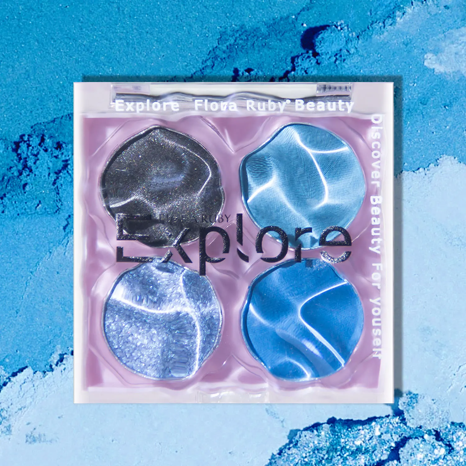 Flora Ruby 4 colors korean mini glitter shimmer vegan pink eyeshadow palette makeup private label eye shadow palette make up