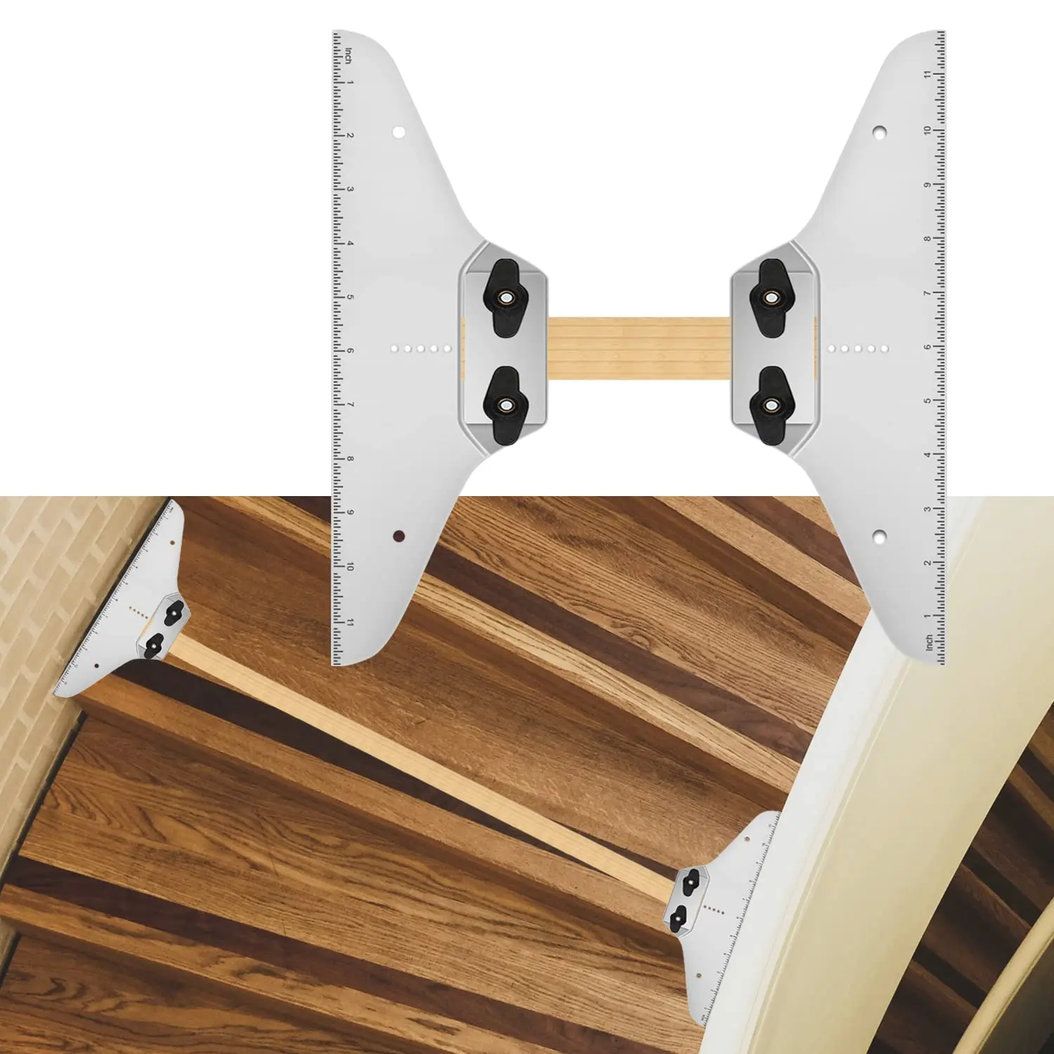 Stair Tread Template Tool,  Stair Accurately Measuring and Scribe Tool, Metal Stair Jig for Layout Shelf